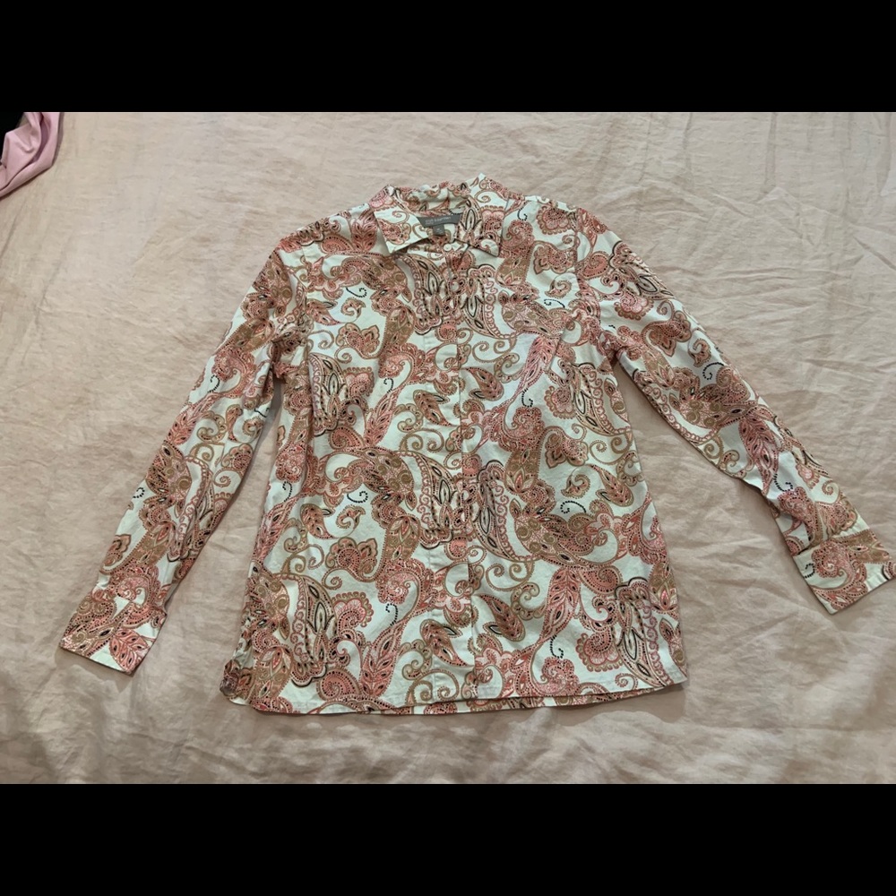 Croft & Barrow Paisley Button Down Blouse
